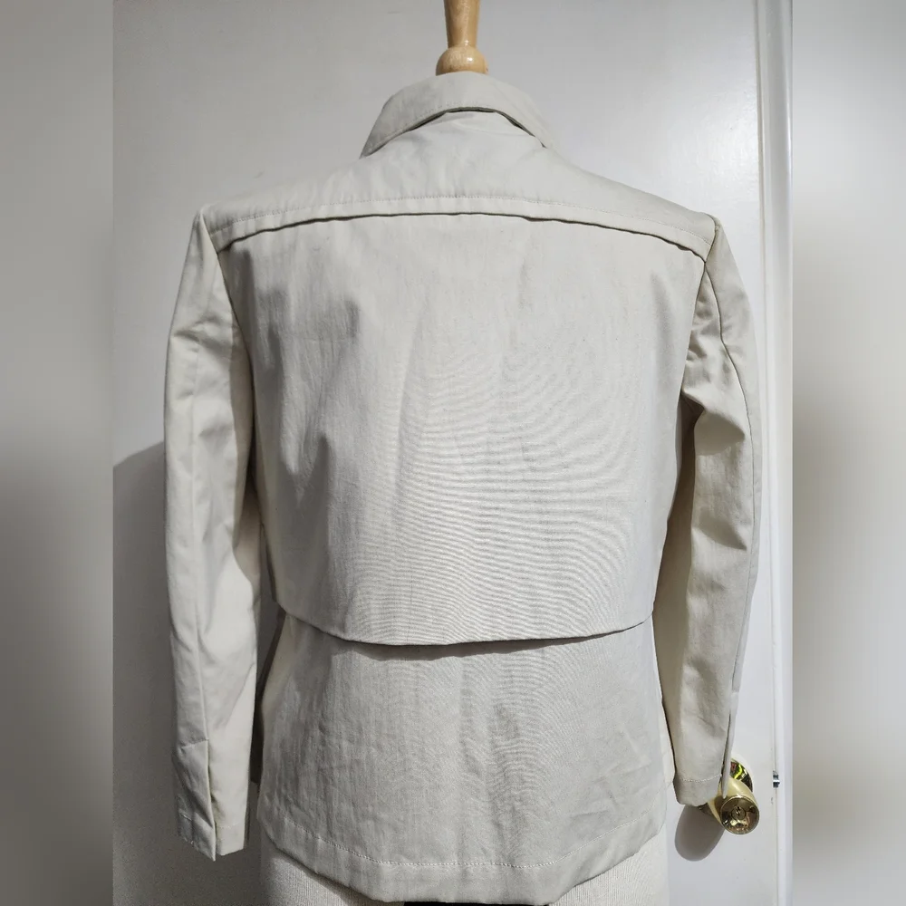 Tory Burch Regina Jacket  Quilted Vest Tan Zip Front Leather Trim M